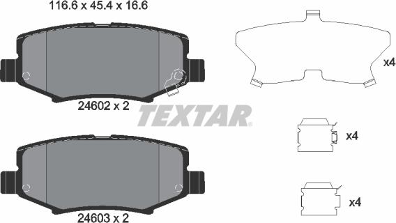 Textar 2460201 - Kit pastiglie freno, Freno a disco autozon.pro