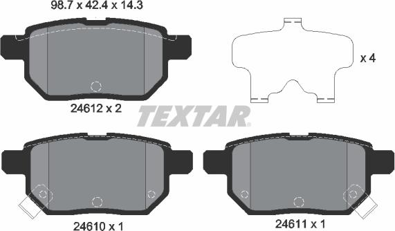 Textar 2461001 - Kit pastiglie freno, Freno a disco autozon.pro