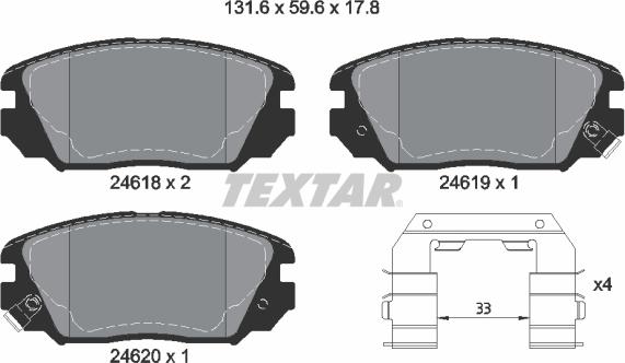 Textar 2461801 - Kit pastiglie freno, Freno a disco autozon.pro