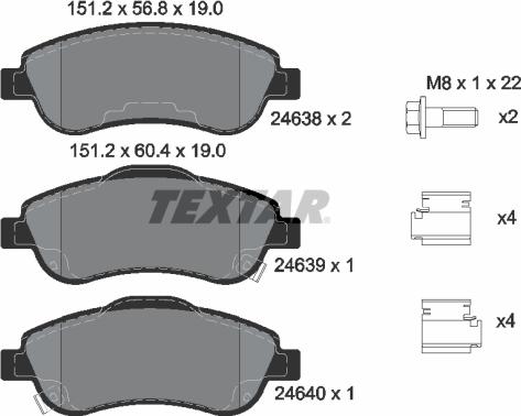 Textar 2463801 - Kit pastiglie freno, Freno a disco autozon.pro