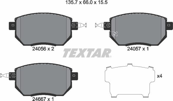 Textar 2405601 - Kit pastiglie freno, Freno a disco autozon.pro