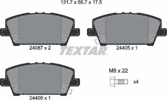 Textar 2408701 - Kit pastiglie freno, Freno a disco autozon.pro