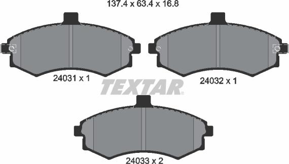 Textar 2403101 - Kit pastiglie freno, Freno a disco autozon.pro