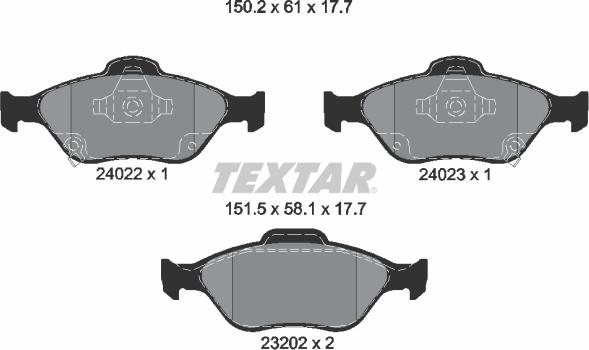 Textar 2402201 - Kit pastiglie freno, Freno a disco autozon.pro