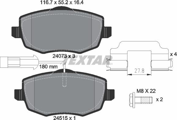 Textar 2407304 - Kit pastiglie freno, Freno a disco autozon.pro