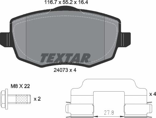 Textar 2407301 - Kit pastiglie freno, Freno a disco autozon.pro