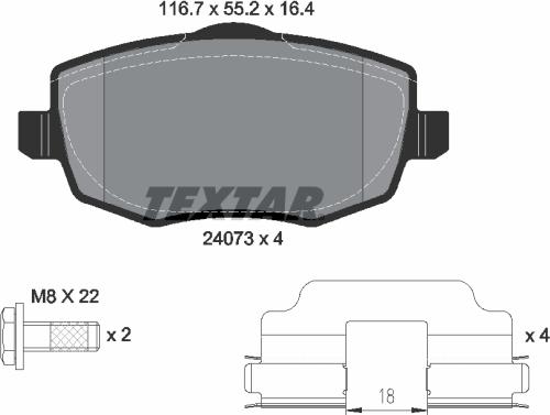 Textar 2407302 - Kit pastiglie freno, Freno a disco autozon.pro