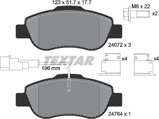 Textar 2407202 - Kit pastiglie freno, Freno a disco autozon.pro