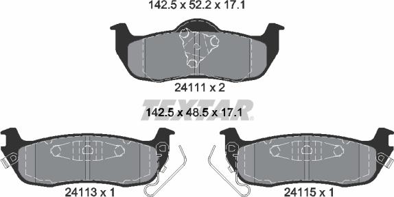 Textar 2411102 - Kit pastiglie freno, Freno a disco autozon.pro