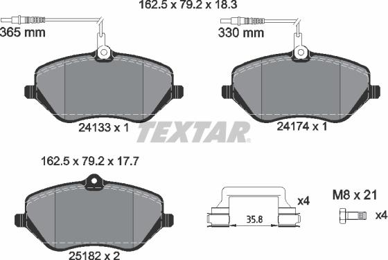 Textar 2413303 - Kit pastiglie freno, Freno a disco autozon.pro