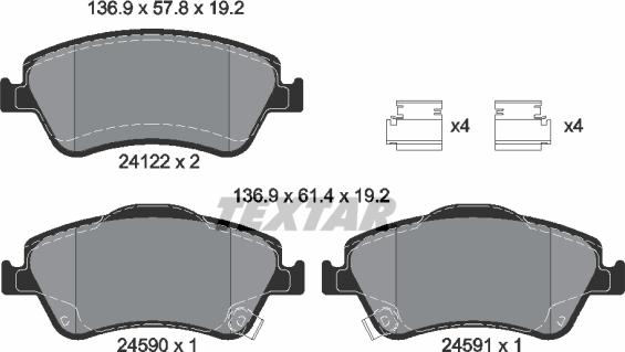 Textar 2412201 - Kit pastiglie freno, Freno a disco autozon.pro