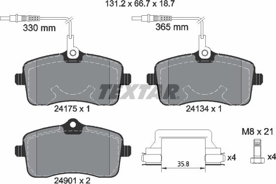 Textar 2417501 - Kit pastiglie freno, Freno a disco autozon.pro