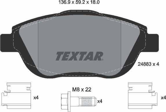 Textar 2488301 - Kit pastiglie freno, Freno a disco autozon.pro