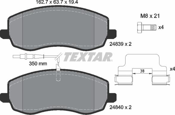 Textar 2483901 - Kit pastiglie freno, Freno a disco autozon.pro