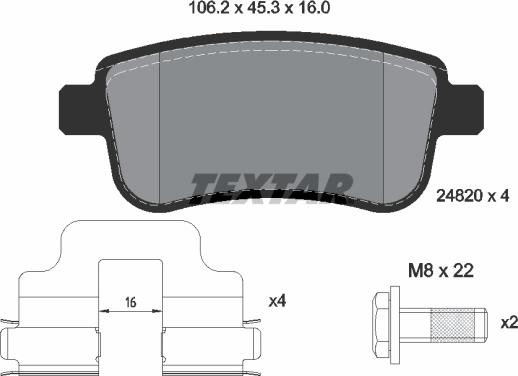 Textar 2482002 - Kit pastiglie freno, Freno a disco autozon.pro