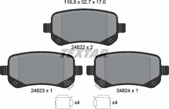 Textar 2482201 - Kit pastiglie freno, Freno a disco autozon.pro