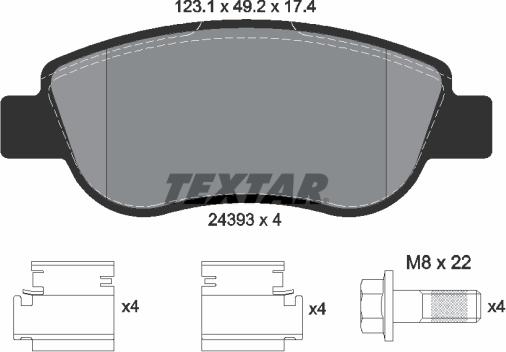 Textar 2439301 - Kit pastiglie freno, Freno a disco autozon.pro