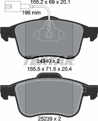 Textar 2434001 - Kit pastiglie freno, Freno a disco autozon.pro