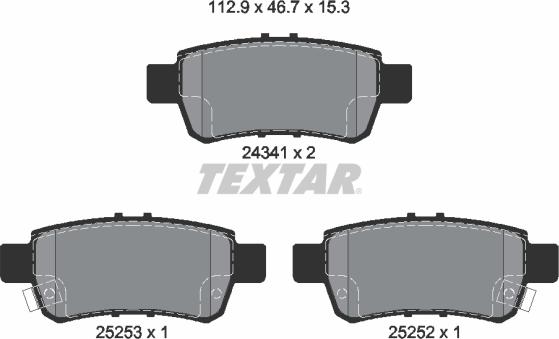 Textar 2434101 - Kit pastiglie freno, Freno a disco autozon.pro