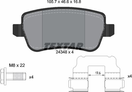 Textar 2434801 - Kit pastiglie freno, Freno a disco autozon.pro