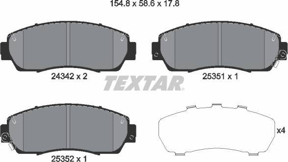 Textar 2434201 - Kit pastiglie freno, Freno a disco autozon.pro