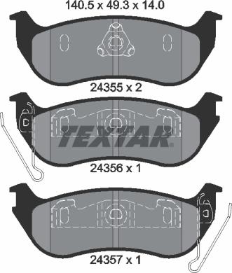 Textar 2435501 - Kit pastiglie freno, Freno a disco autozon.pro