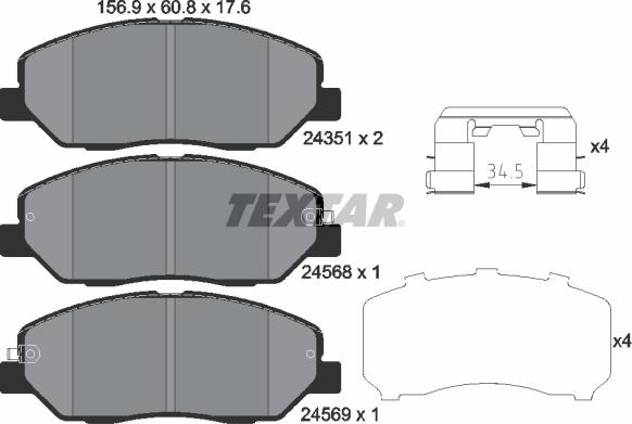 Textar 2435101 - Kit pastiglie freno, Freno a disco autozon.pro