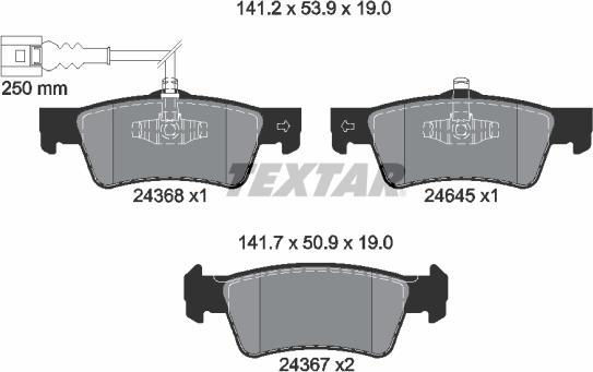 Textar 2436801 - Kit pastiglie freno, Freno a disco autozon.pro