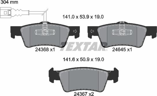 Textar 2436803 - Kit pastiglie freno, Freno a disco autozon.pro