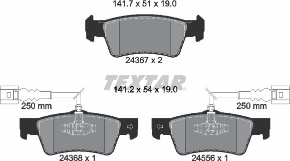 Textar 2436701 - Kit pastiglie freno, Freno a disco autozon.pro