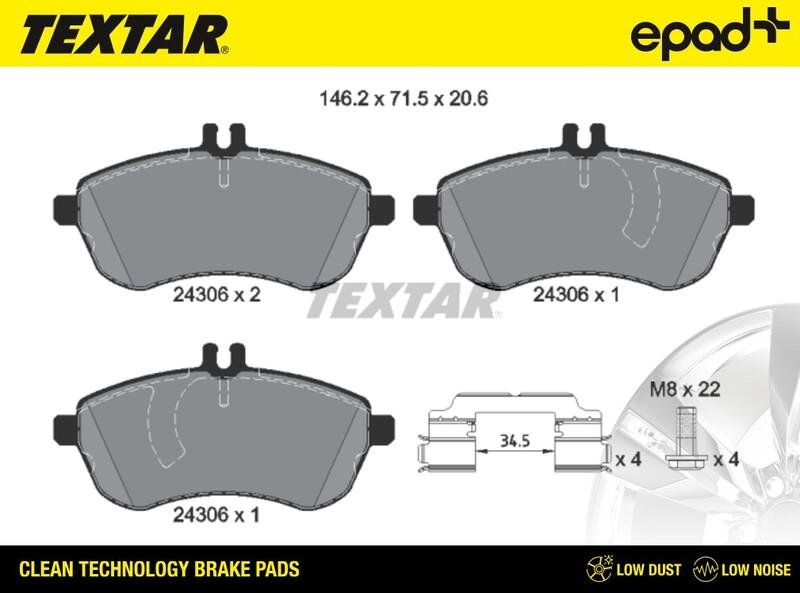 Textar 2430601CP - Kit pastiglie freno, Freno a disco autozon.pro