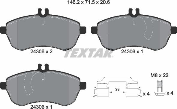 Textar 2430602 - Kit pastiglie freno, Freno a disco autozon.pro