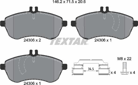 Textar 2430681 - Kit pastiglie freno, Freno a disco autozon.pro