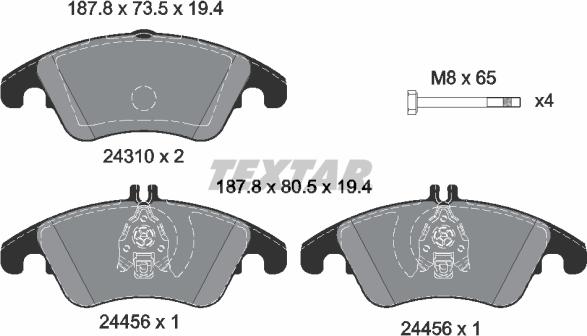 Textar 2431001 - Kit pastiglie freno, Freno a disco autozon.pro