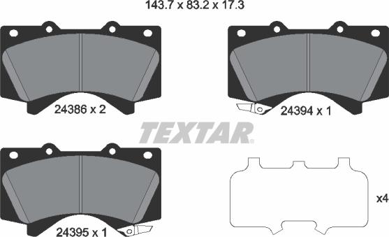 Textar 2438601 - Kit pastiglie freno, Freno a disco autozon.pro