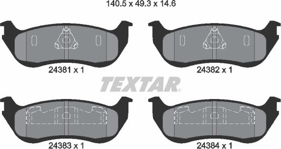 Textar 2438101 - Kit pastiglie freno, Freno a disco autozon.pro