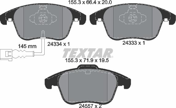 Textar 2433401 - Kit pastiglie freno, Freno a disco autozon.pro