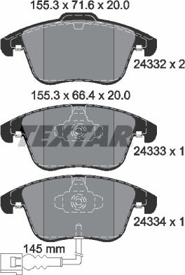 Textar 2433301 - Kit pastiglie freno, Freno a disco autozon.pro