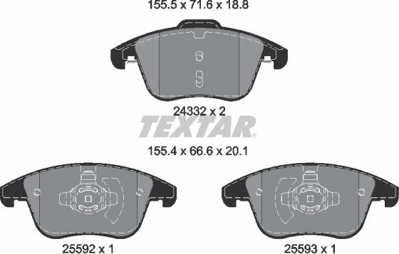 Textar 2433205 - Kit pastiglie freno, Freno a disco autozon.pro