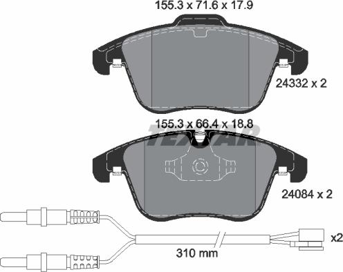 Textar 2433201 - Kit pastiglie freno, Freno a disco autozon.pro