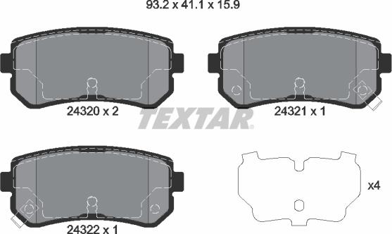 Textar 2432001 - Kit pastiglie freno, Freno a disco autozon.pro