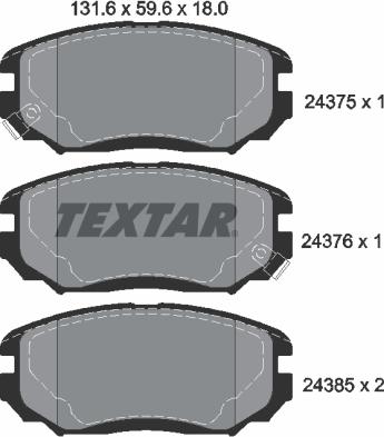 Textar 2437501 - Kit pastiglie freno, Freno a disco autozon.pro