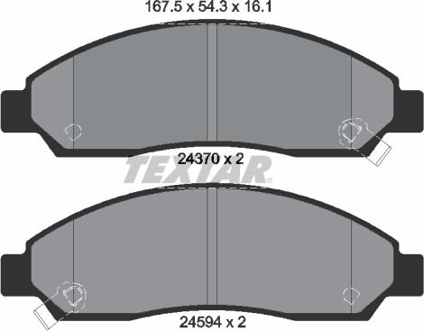 Textar 2437001 - Kit pastiglie freno, Freno a disco autozon.pro