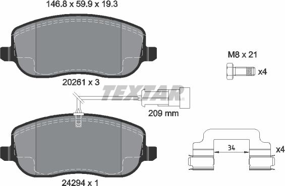 Textar 2429401 - Kit pastiglie freno, Freno a disco autozon.pro