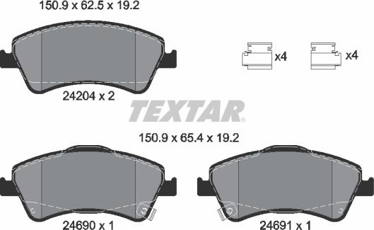 Textar 2420401 - Kit pastiglie freno, Freno a disco autozon.pro