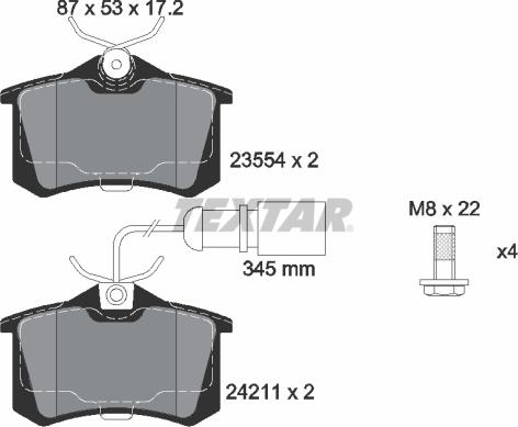 Textar 2421101 - Kit pastiglie freno, Freno a disco autozon.pro