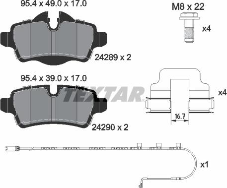 Textar 2428904 - Kit pastiglie freno, Freno a disco autozon.pro