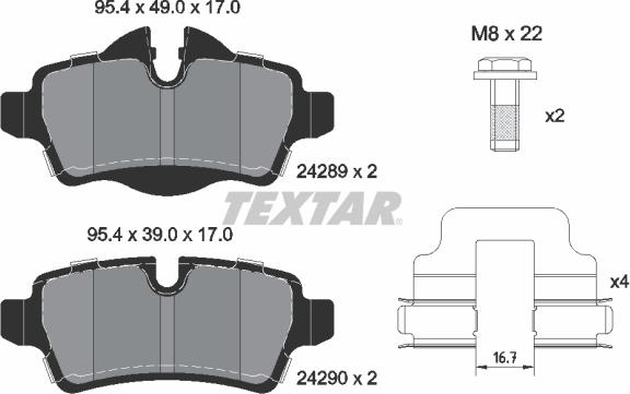 Textar 2428901 - Kit pastiglie freno, Freno a disco autozon.pro