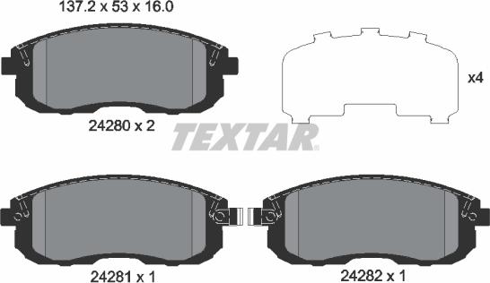 Textar 2428001 - Kit pastiglie freno, Freno a disco autozon.pro