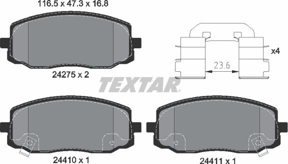 Textar 2427501 - Kit pastiglie freno, Freno a disco autozon.pro